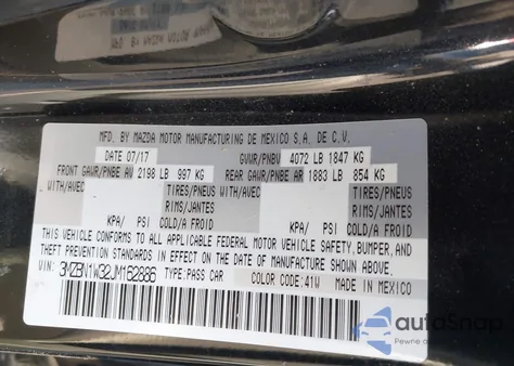 2018 Mazda Mazda3 Grand Touring z USA, uszkodzony, nr VIN 3MZBN1W32JM162886